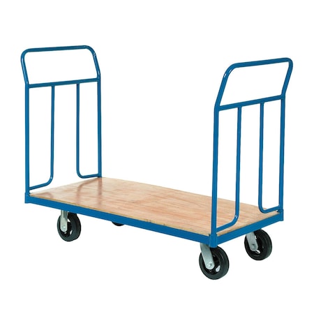 Global Industrial Wood Deck Platform Truck w/Removable Handles, 2400 Lb. Capacity, 6 Mold-On Rubber Wheels 241682